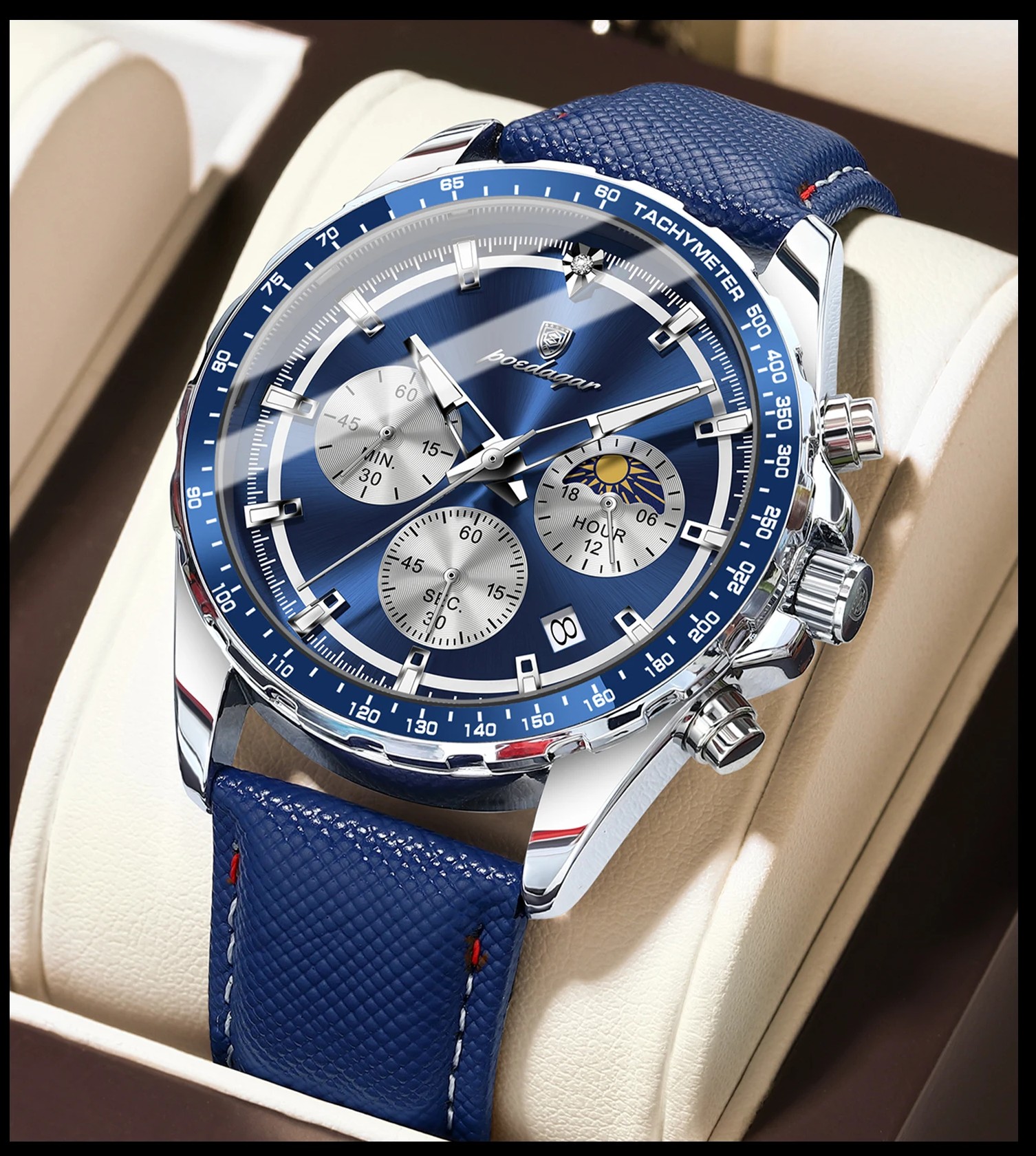 Poedagar 879 Cuir Bleu